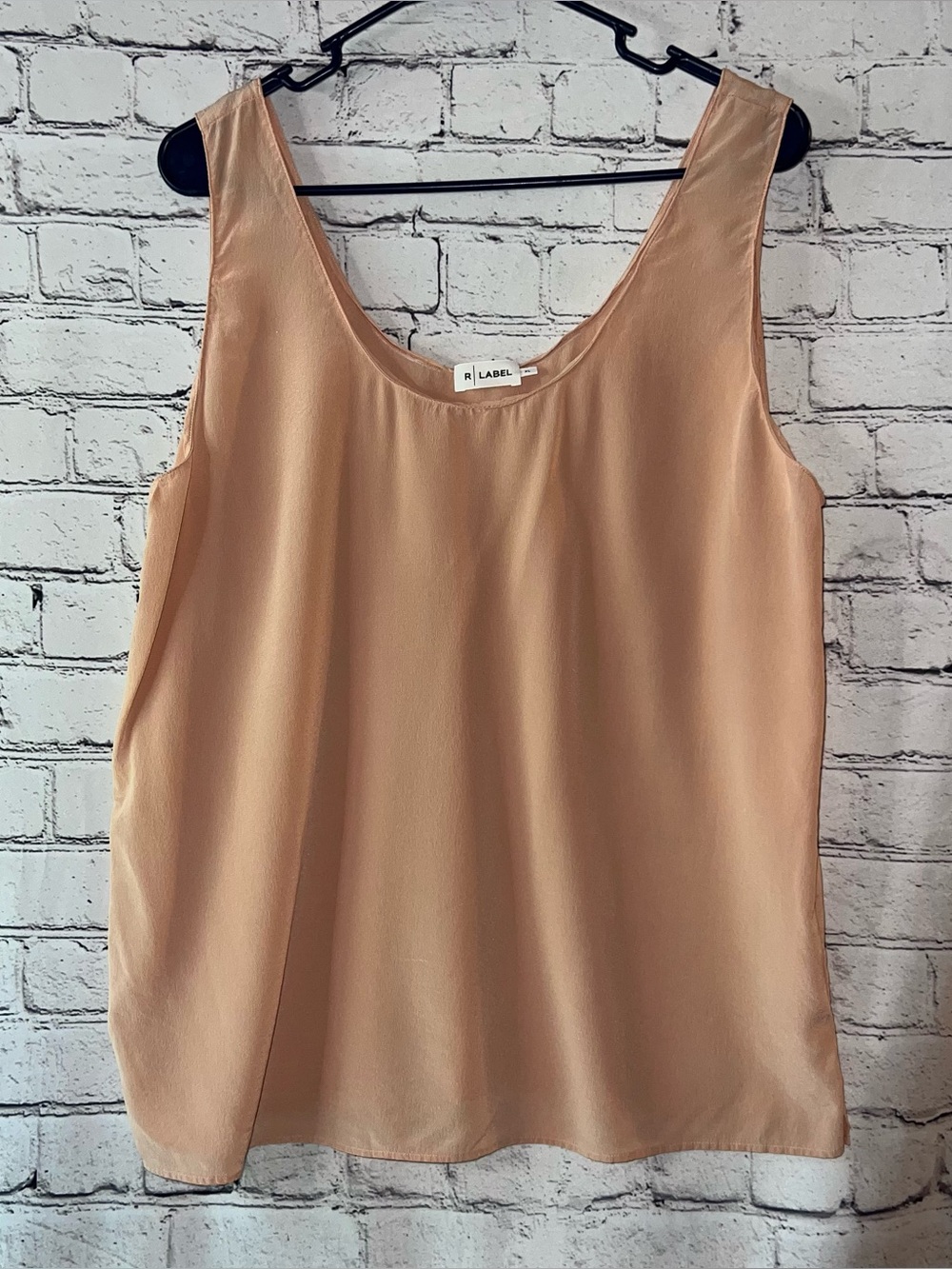 R Label Silk Sleeveless Blouse in Peach Color Size XL